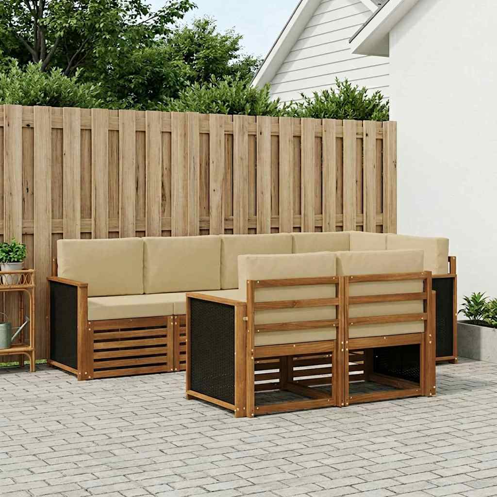 3384464_1.jpg vidaXL Sada rohových gaučov s vankúšom 6 pcs Prírodná – Obrázok 1