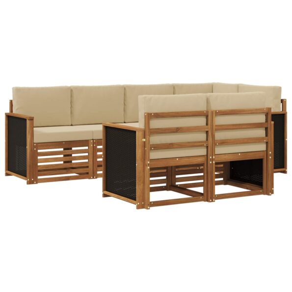 vidaXL Sada rohových gaučov s vankúšom 6 pcs Prírodná – Obrázok 2