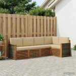 vidaXL Sada rohových gaučov s vankúšom 6 pcs Prírodná