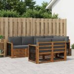 vidaXL Sada rohových gaučov s vankúšom 6 pcs Prírodná a antracitová