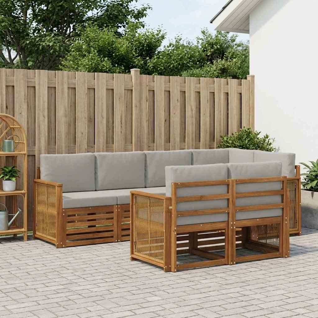 3384477_1.jpg vidaXL Sada rohových gaučov s vankúšom 6 pcs Prírodná a svetlosivá – Obrázok 1