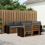vidaXL Sada rohových gaučov s vankúšom 7 pcs Prírodná a antracitová