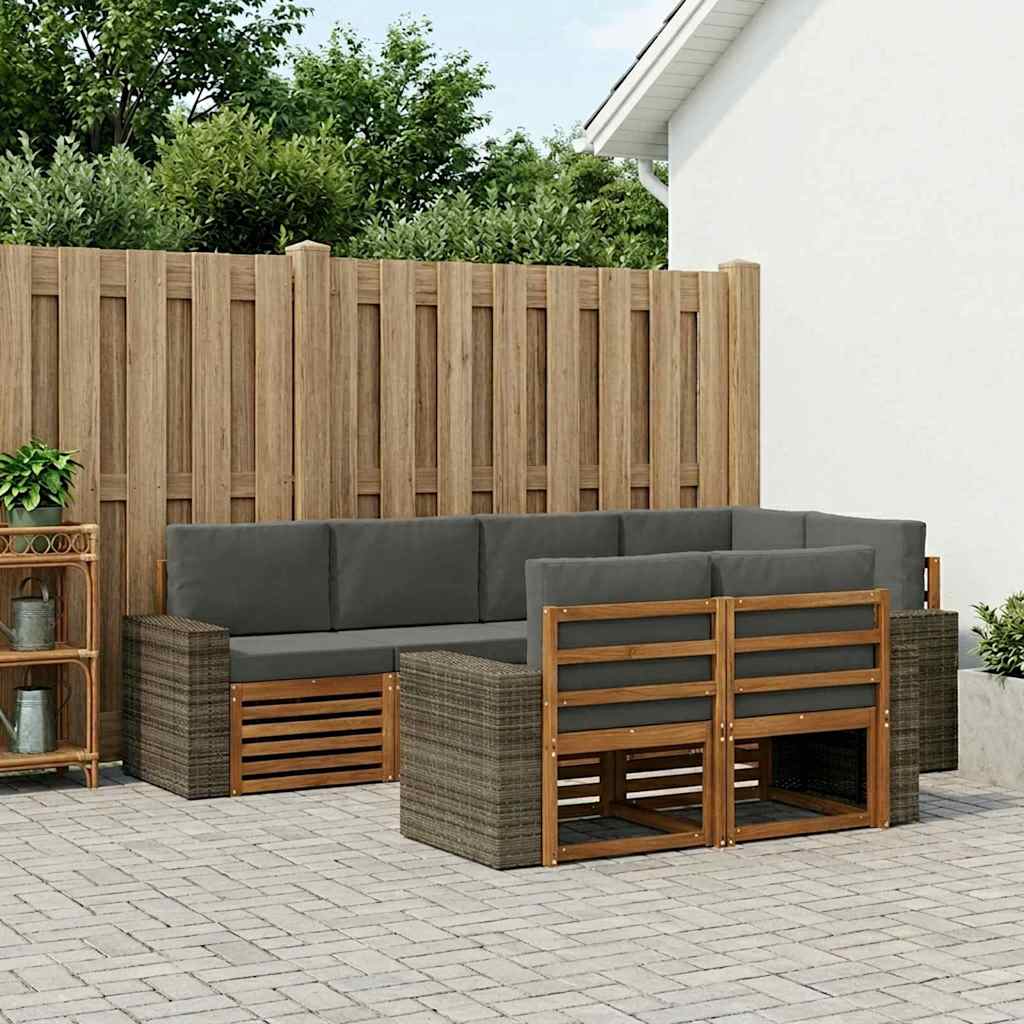 3384488_1.jpg vidaXL Sada rohových gaučov s vankúšom 7 pcs Prírodná a antracitová – Obrázok 1