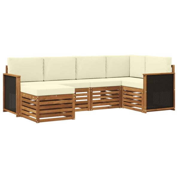 vidaXL Sada rohových gaučov s vankúšom 5 pcs Prírodná a krémová – Obrázok 2
