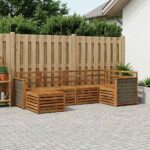 vidaXL Sada rohových gaučov 5 pcs Prírodná Pevné akáciové drevo