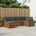 vidaXL Sada rohových gaučov s vankúšom 5 pcs Prírodná a antracitová