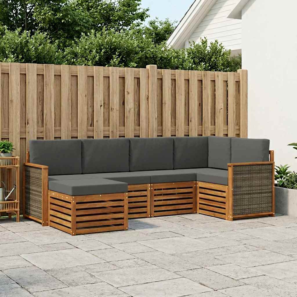 3384558_1.jpg vidaXL Sada rohových gaučov s vankúšom 5 pcs Prírodná a antracitová – Obrázok 1