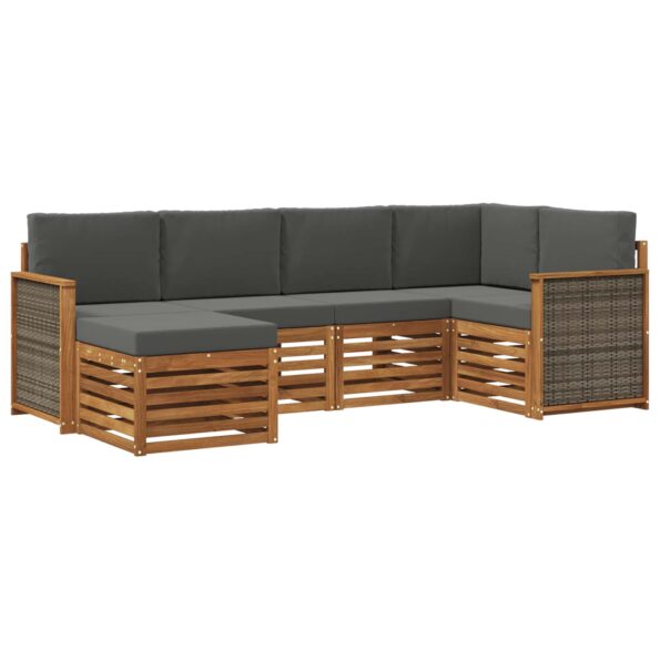 vidaXL Sada rohových gaučov s vankúšom 5 pcs Prírodná a antracitová – Obrázok 2