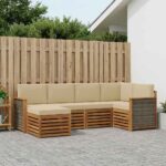 vidaXL Sada rohových gaučov s vankúšom 5 pcs Prírodná