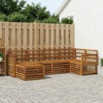 vidaXL Sada rohových gaučov 5 pcs Prírodná Pevné akáciové drevo