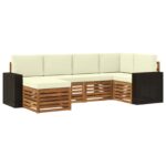 vidaXL Sada rohových gaučov s vankúšom 6 pcs Prírodná a krémová – Obrázok 2
