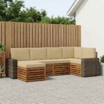 vidaXL Sada rohových gaučov s vankúšom 6 pcs Prírodná a béžová