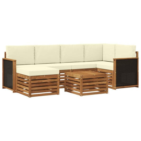 vidaXL Sada rohových gaučov s vankúšom 6 pcs Prírodná a krémová – Obrázok 2