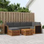 vidaXL Sada rohových gaučov s vankúšom 6 pcs Prírodná a antracitová