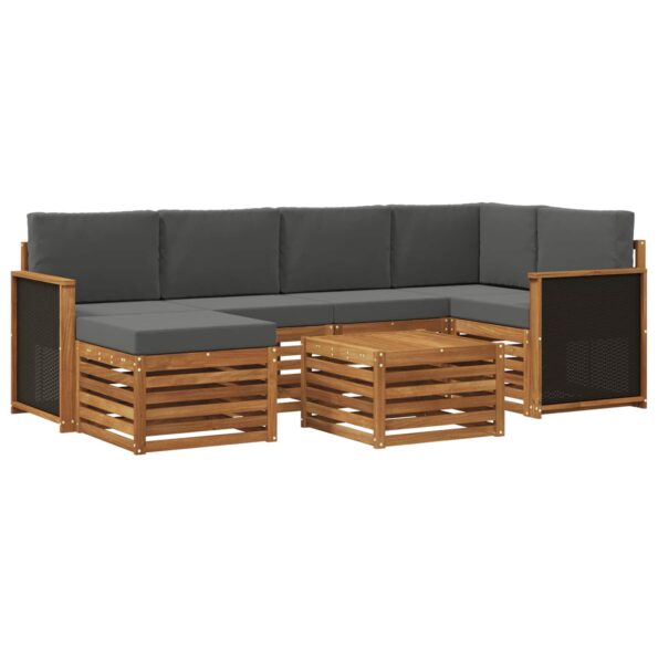 vidaXL Sada rohových gaučov s vankúšom 6 pcs Prírodná a antracitová – Obrázok 2