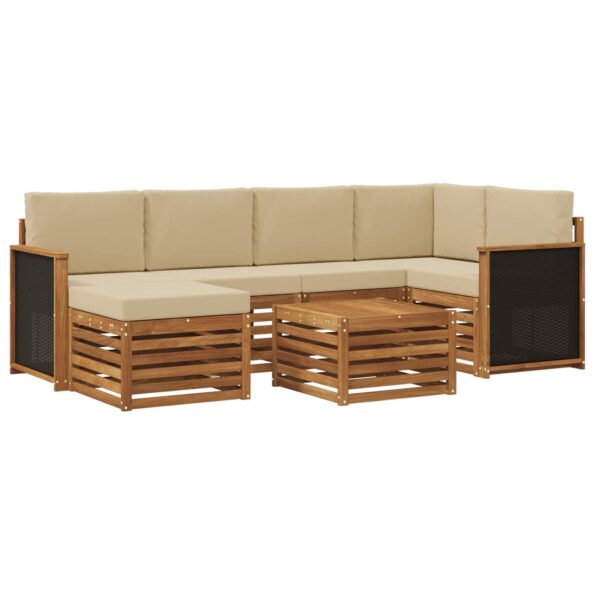 vidaXL Sada rohových gaučov s vankúšom 6 pcs Prírodná – Obrázok 2
