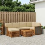 vidaXL Sada rohových gaučov s vankúšom 6 pcs Prírodná