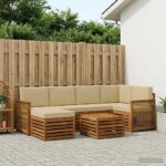 vidaXL Sada rohových gaučov s vankúšom 6 pcs Prírodná
