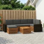 vidaXL Sada rohových gaučov s vankúšom 7 pcs Prírodná a antracitová