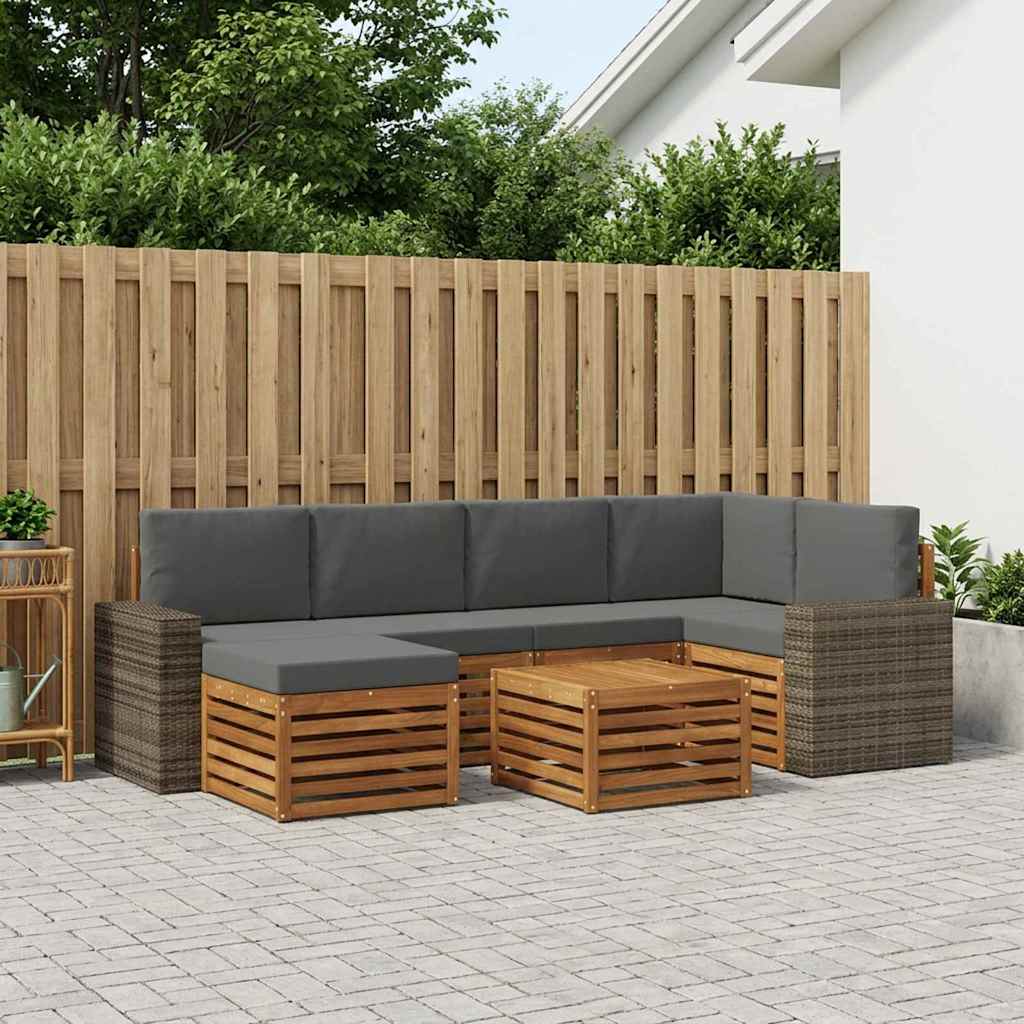 3384608_1.jpg vidaXL Sada rohových gaučov s vankúšom 7 pcs Prírodná a antracitová – Obrázok 1
