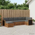 vidaXL Sada rohových gaučov s vankúšom 6 pcs Prírodná a antracitová