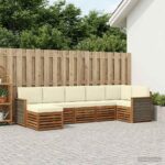 vidaXL Sada rohových gaučov s vankúšom 6 pcs Prírodná a krémová