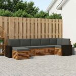 vidaXL Sada rohových gaučov s vankúšom 7 pcs Prírodná a antracitová
