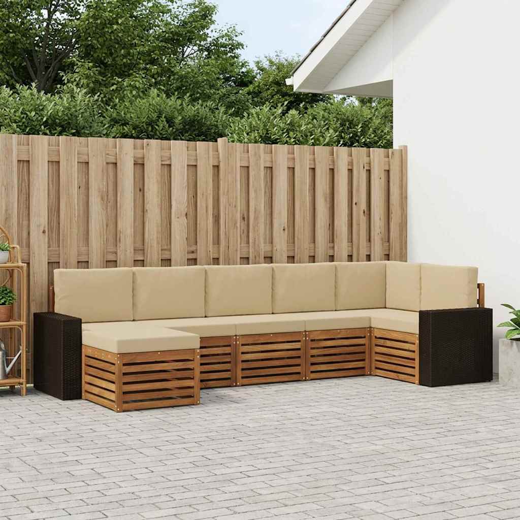 3384634_1.jpg vidaXL Sada rohových gaučov s vankúšom 7 pcs Prírodná a béžová – Obrázok 1