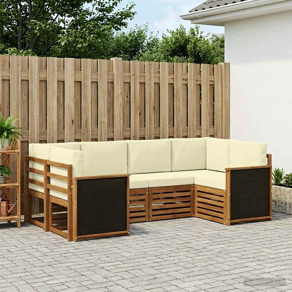 3384761_1.jpg vidaXL Sada rohových gaučov s vankúšom 5 pcs Prírodná a krémová – Obrázok 1