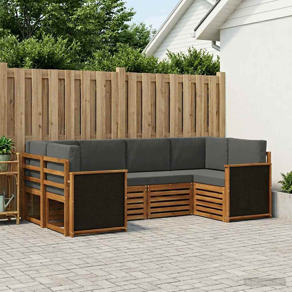 3384763_1.jpg vidaXL Sada rohových gaučov s vankúšom 5 pcs Prírodná a antracitová – Obrázok 1