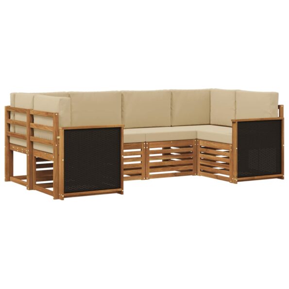 vidaXL Sada rohových gaučov s vankúšom 5 pcs Prírodná – Obrázok 2
