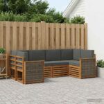 vidaXL Sada rohových gaučov s vankúšom 5 pcs Prírodná a antracitová
