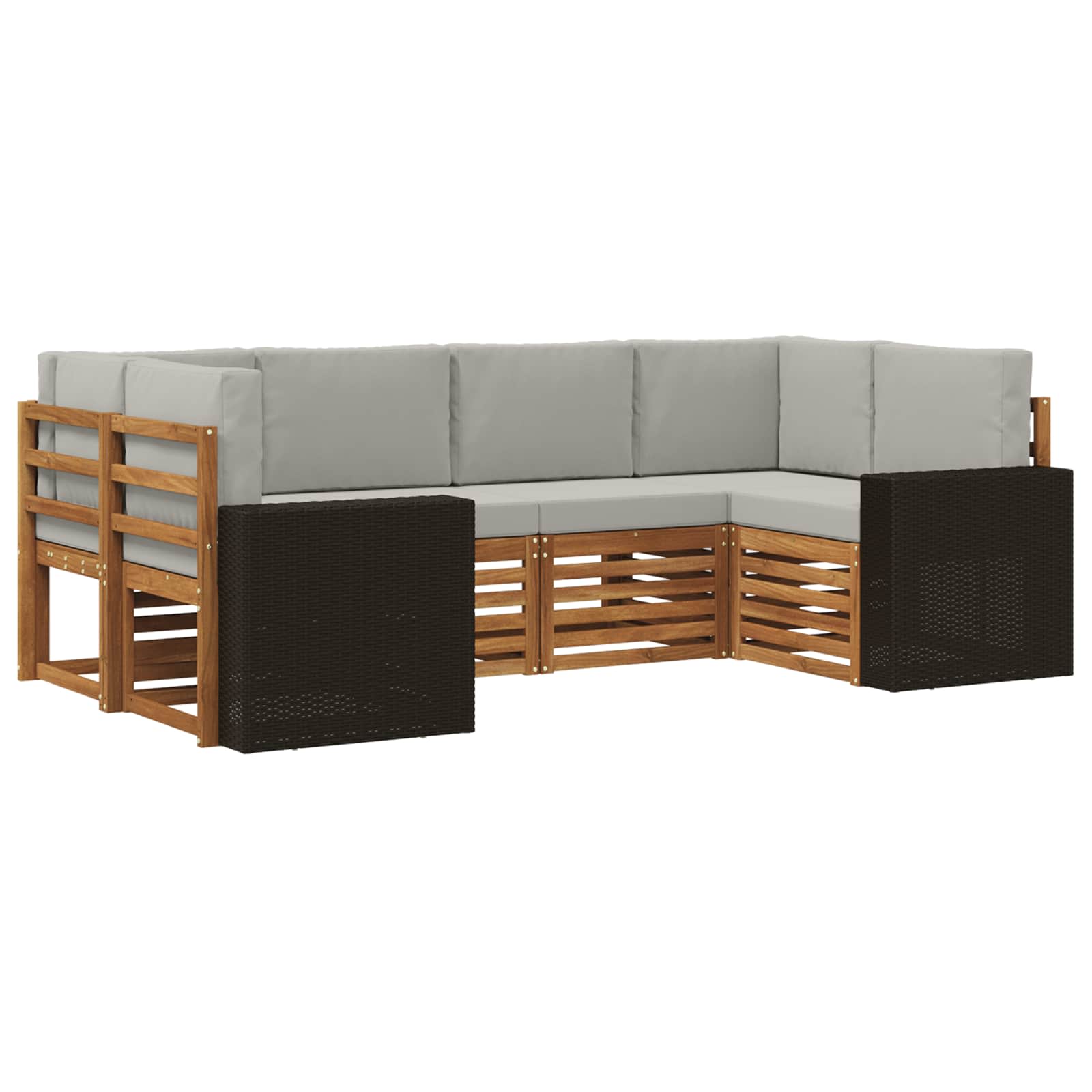3384782_1.jpg vidaXL Sada rohových gaučov 6 pcs Prírodná a svetlosivá Polyester – Obrázok 1