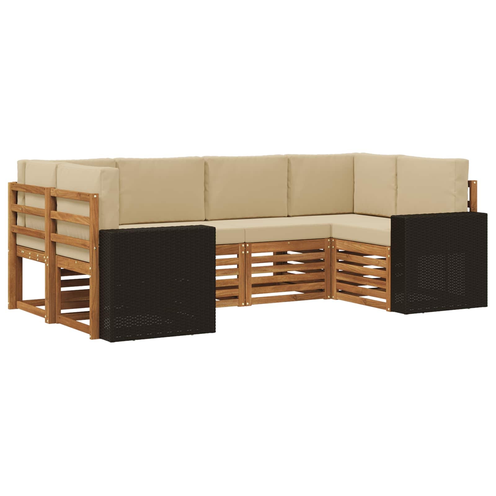 3384784_1.jpg vidaXL Sada rohových gaučov 6 pcs Prírodná a béžová Polyester – Obrázok 1