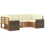 vidaXL Sada rohových gaučov 6 pcs Prírodná a krémová Polyester