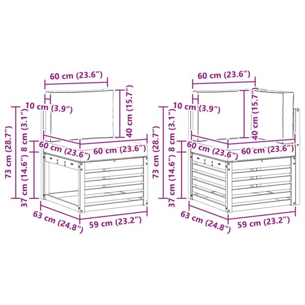 vidaXL Sada rohových gaučov s vankúšom 6 pcs Prírodná a krémová – Obrázok 7