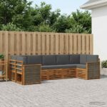 vidaXL Sada rohových gaučov s vankúšom 6 pcs Prírodná a antracitová