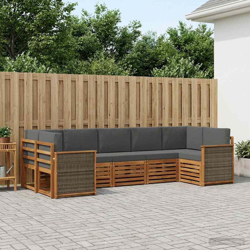 3384798_1.jpg vidaXL Sada rohových gaučov s vankúšom 6 pcs Prírodná a antracitová – Obrázok 1