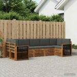 vidaXL Sada rohových gaučov s vankúšom 6 pcs Prírodná a antracitová