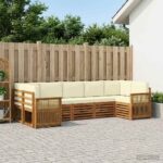 vidaXL Sada rohových gaučov s vankúšom 6 pcs Prírodná a krémová
