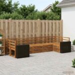 vidaXL Sada rohových gaučov 7 pcs Prírodná Pevné akáciové drevo