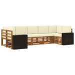 vidaXL Sada rohových gaučov 7 pcs Prírodná a krémová Polyester – Obrázok 2