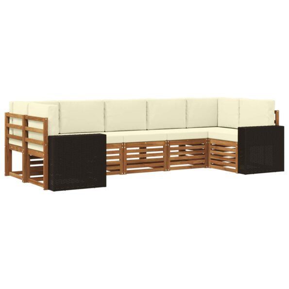 vidaXL Sada rohových gaučov 7 pcs Prírodná a krémová Polyester – Obrázok 2