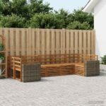 vidaXL Sada rohových gaučov 7 pcs Prírodná Pevné akáciové drevo