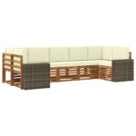 vidaXL Sada rohových gaučov 7 pcs Prírodná a krémová Polyester – Obrázok 2