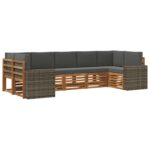 vidaXL Sada rohových gaučov 7 pcs Prírodná a antracitová Polyester – Obrázok 2