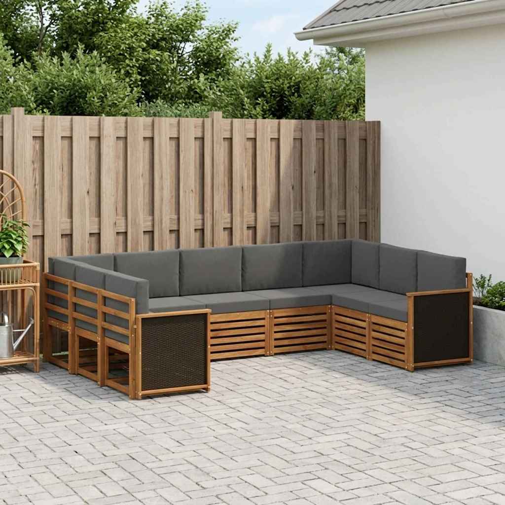 3384823_1.jpg vidaXL Sada rohových gaučov s vankúšom 7 pcs Prírodná a antracitová – Obrázok 1