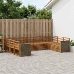 vidaXL Sada rohových gaučov 7 pcs Prírodná Pevné akáciové drevo