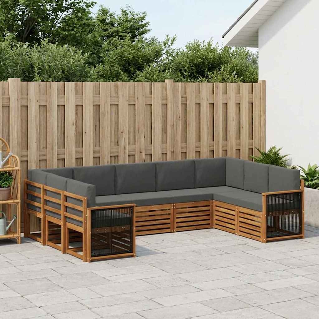 3384833_1.jpg vidaXL Sada rohových gaučov s vankúšom 7 pcs Prírodná a antracitová – Obrázok 1