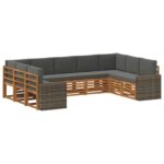 vidaXL Sada rohových gaučov 9 pcs Prírodná a antracitová Polyester – Obrázok 2